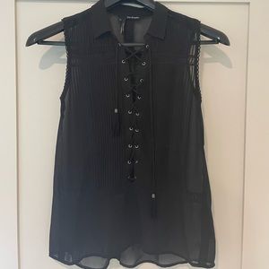 The Kooples - sleeveless sheer black top - size xs - polyester